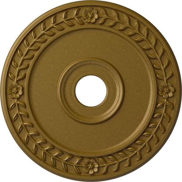 Ekena Millwork Wreath Ceiling Medallion (Fits Canopies up to 6"), Hand-Painted Gold, 21 1/8"OD x 3 5/8"ID x 7/8"P CM21WRGLS - main